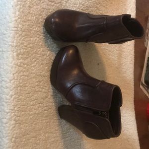 Brown leather booties